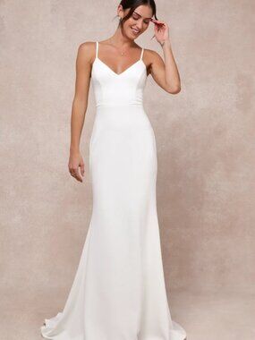 Lulus Feeling of Forever White Sleeveless Mermaid Maxi Dress | Size S | Bridal